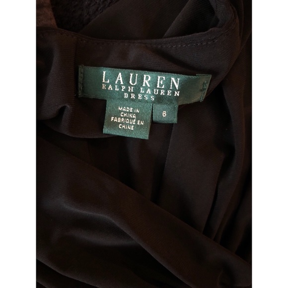 Lauren Ralph Lauren Black Ruched Dress - Size 6 - Picture 6 of 7